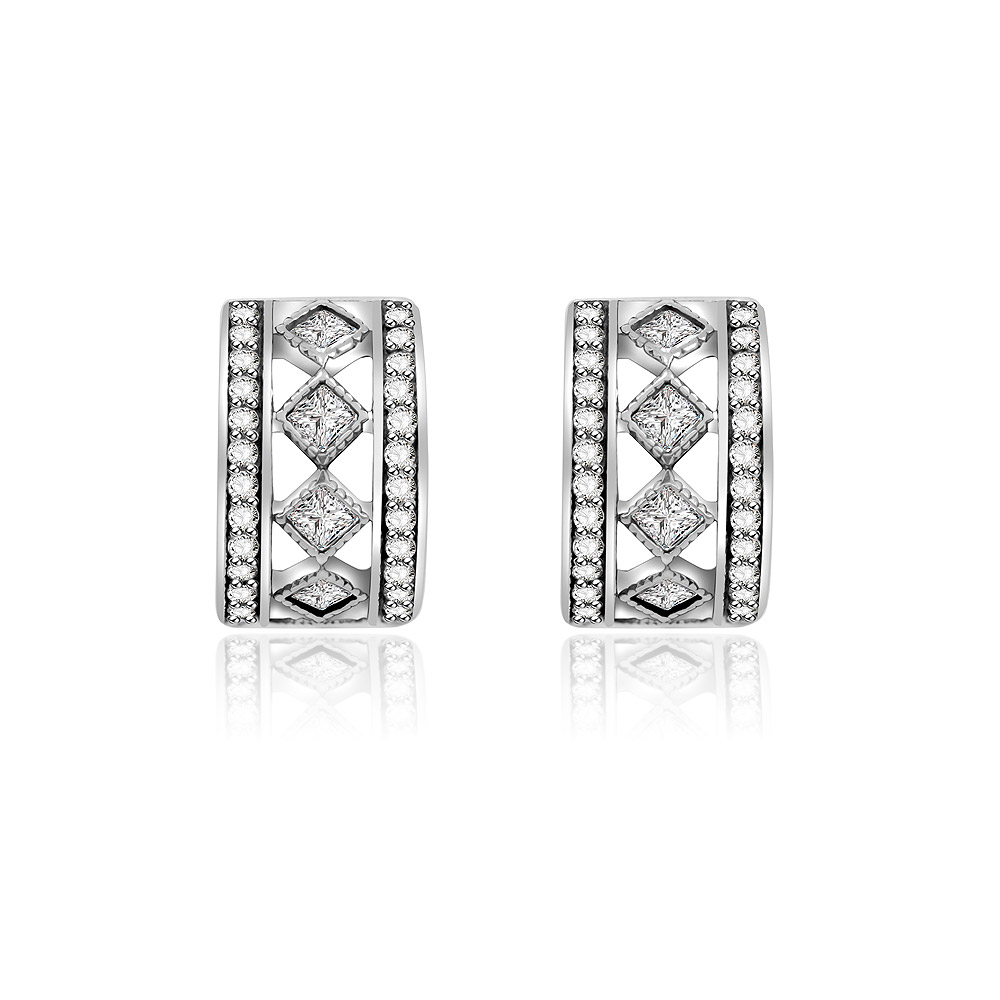 Silver C Shaped Stud Earrings